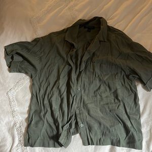 Green button up blouse from Banana Republic- sorry for wrinkles